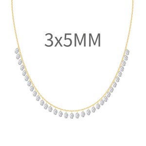 S925 5A Bling Oval Zirconia Necklace 80200355