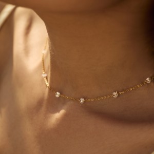 925 Sterling Silver Bling 4mm Zirconia Necklace 80200356