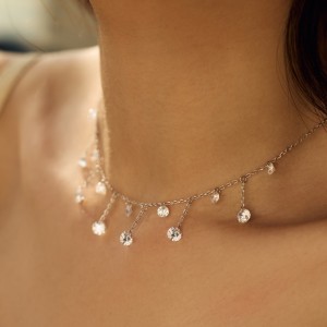 S925 Bling 3mm/4mm Zirconia Tassel Necklace 80200357