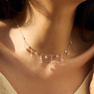 S925 Bling 3mm/4mm Zirconia Tassel Necklace 80200357