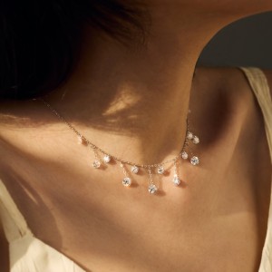 S925 Bling 3mm/4mm Zirconia Tassel Necklace 80200357