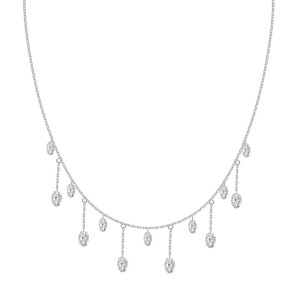 S925 Blink 5A Oval Zirconia Tassel Necklace 80200358