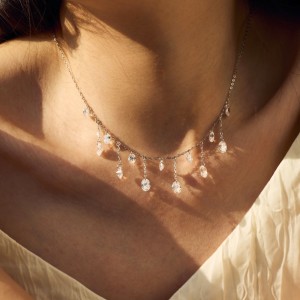 S925 Blink 5A Oval Zirconia Tassel Necklace 80200358