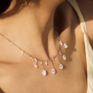 S925 Blink 5A Oval Zirconia Tassel Necklace 80200358