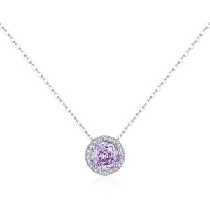 925 Sterling Silver Rose Cut Violet Zirconia Necklace 80200364