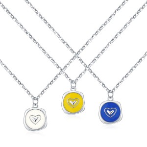 925 Sterling Silver Enamel Heart Necklace 80200366