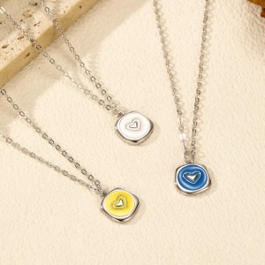 925 Sterling Silver Enamel Heart Necklace 80200366