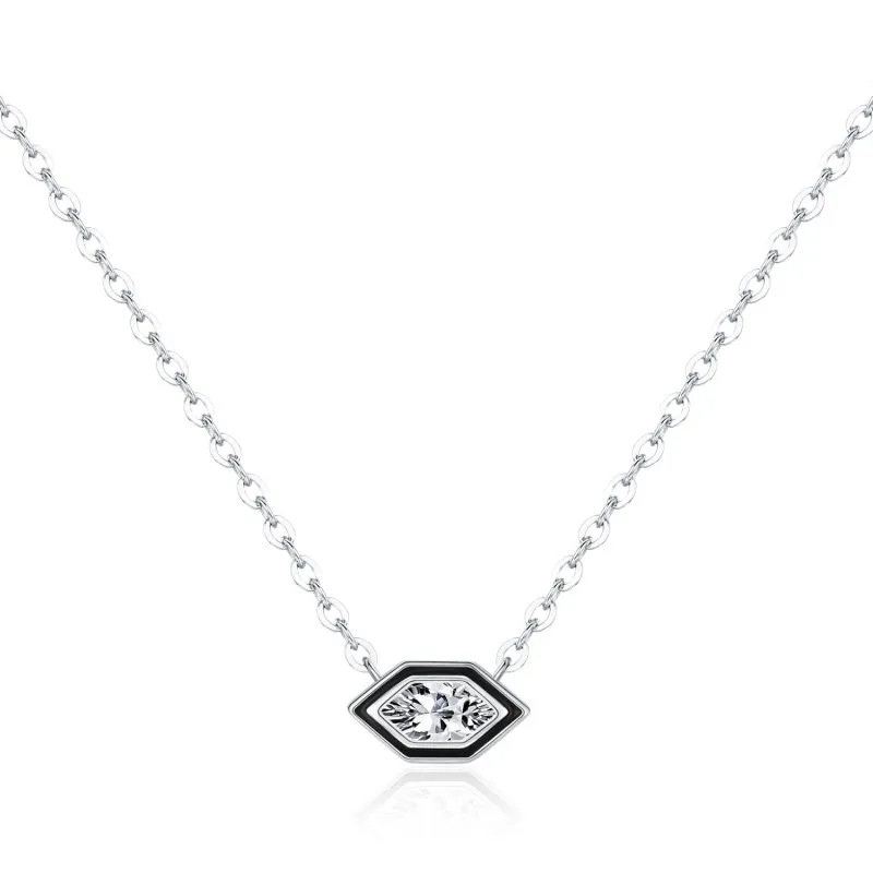 S925 Geometric hexagonal Zirconia Necklace 80200367