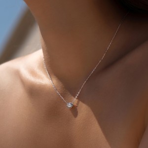 S925 Geometric hexagonal Zirconia Necklace 80200367