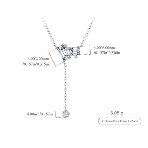 S925 Minimalist Zirconia Tassel Necklace 80200373