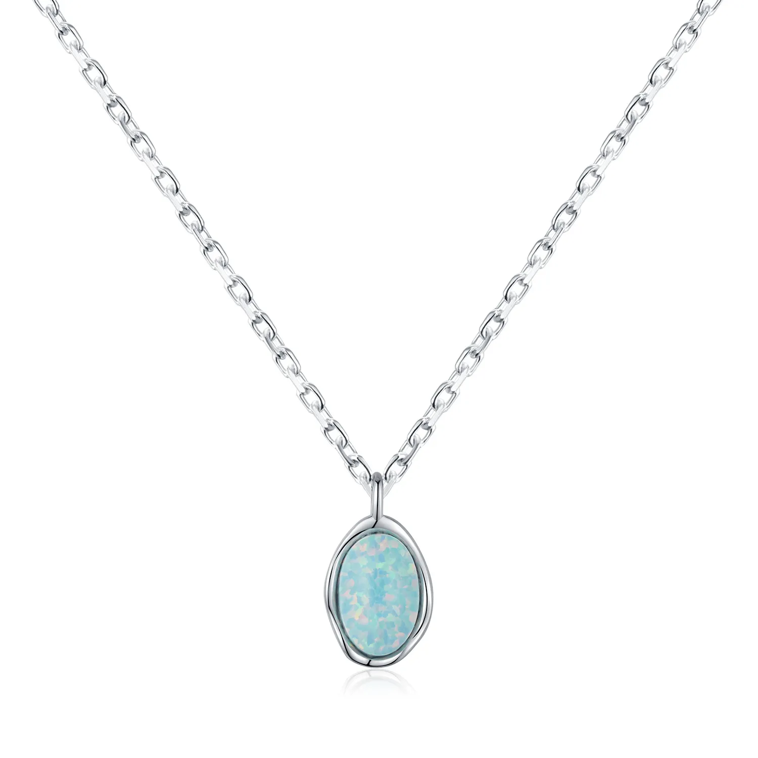 S925 Vintage Irregular Opal Pendant Necklace 80200377