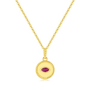 S925 Vintage Round Pendant Zirconia Necklace 80200379
