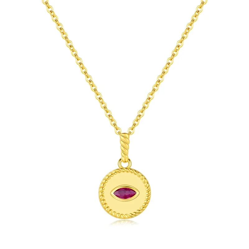 S925 Vintage Round Pendant Zirconia Necklace 80200379
