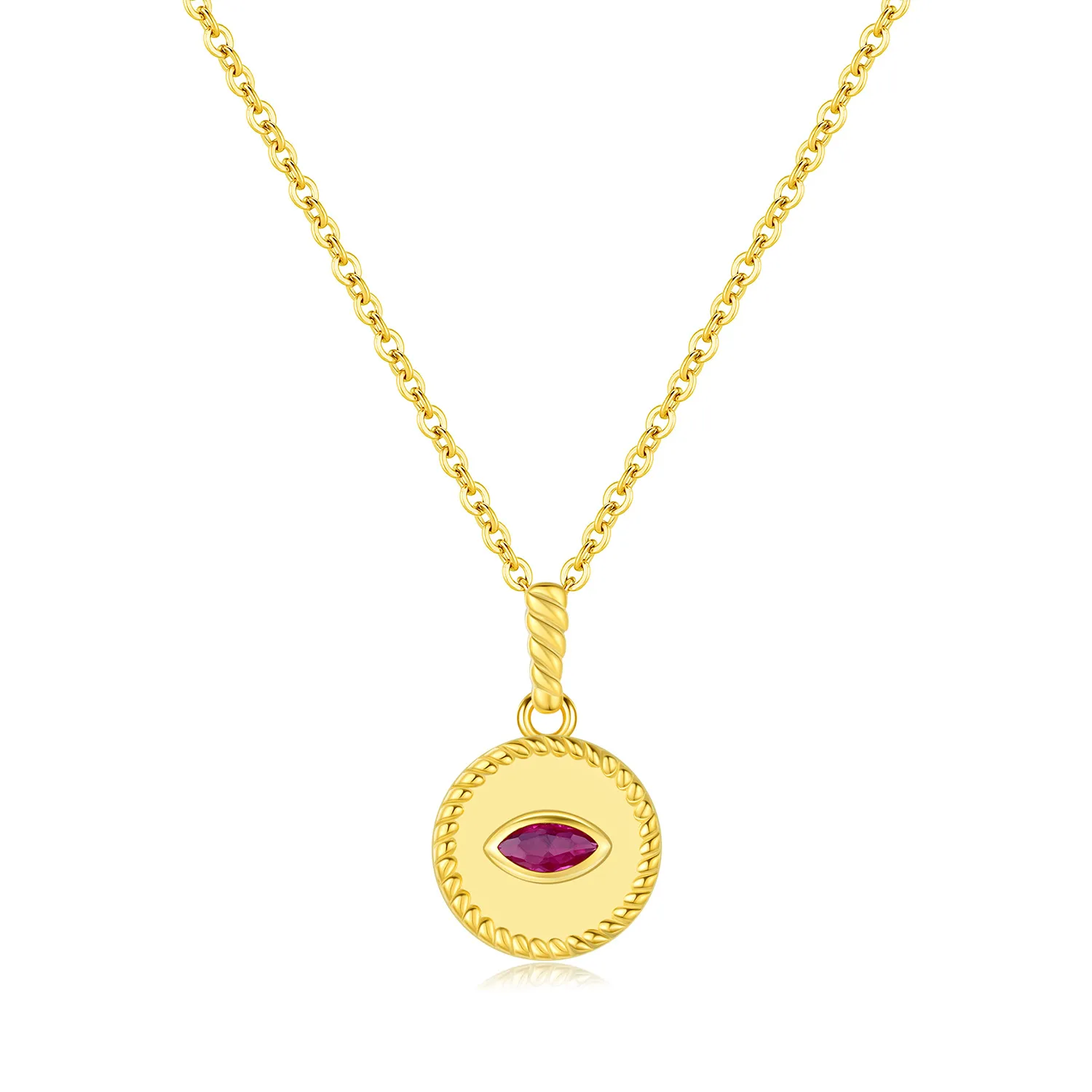 S925 Vintage Round Pendant Zirconia Necklace 80200379