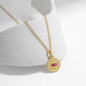 S925 Vintage Round Pendant Zirconia Necklace 80200379