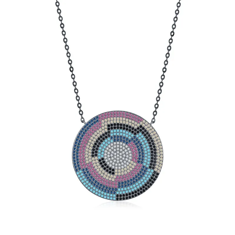 925 Sterling Silver Zirconia Shield Statement Statement Necklace 80200382