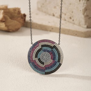 925 Sterling Silver Zirconia Shield Statement Statement Necklace 80200382