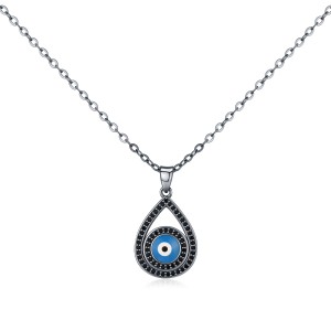 925 Sterling Silver Black Zirconia Evil Eye Statement Necklace 80200383