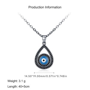 925 Sterling Silver Black Zirconia Evil Eye Statement Necklace 80200383