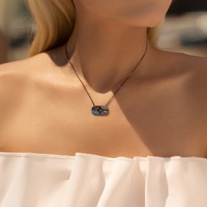 925 Sterling Silver Zirconia Star Statement Necklace 80200384