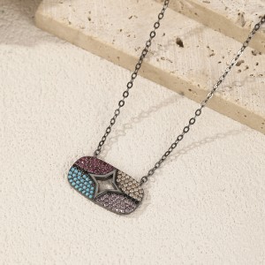 925 Sterling Silver Zirconia Star Statement Necklace 80200384