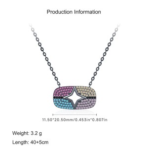 925 Sterling Silver Zirconia Star Statement Necklace 80200384