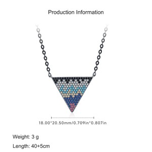 925 Sterling Silver Zirconia Triangle Statement Necklace 80200387
