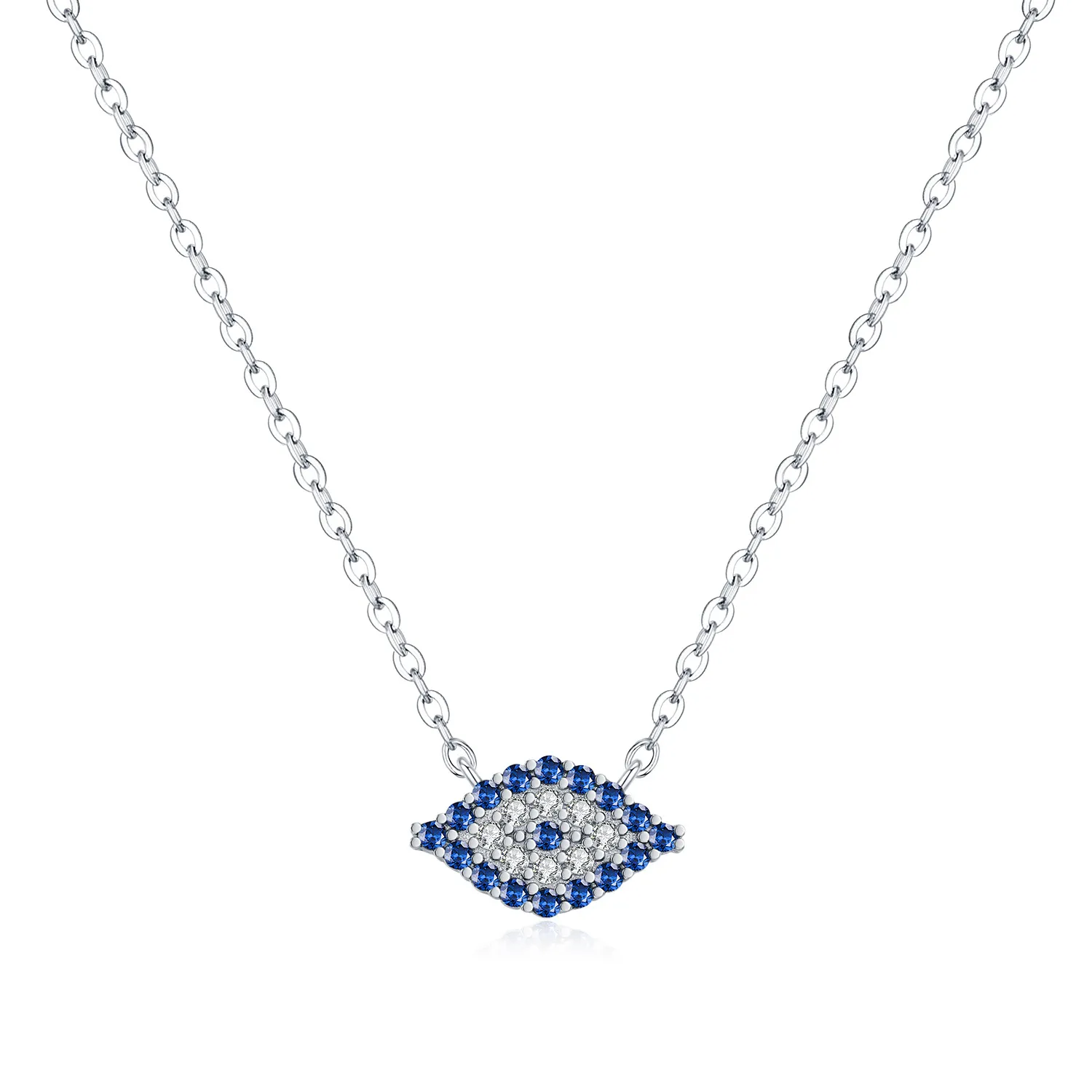 925 Sterling Silver Blue Eye Zirconia Statement Necklace 80200390