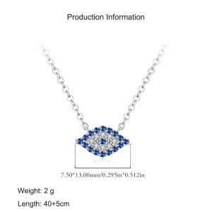 925 Sterling Silver Blue Eye Zirconia Statement Necklace 80200390