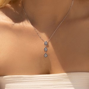 925 Sterling Silver Y-shaped Zirocnia Eye Statement Necklace 80200391