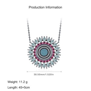 925 Sterling Silver Zirconia Bohemia Statement Necklace 80200393