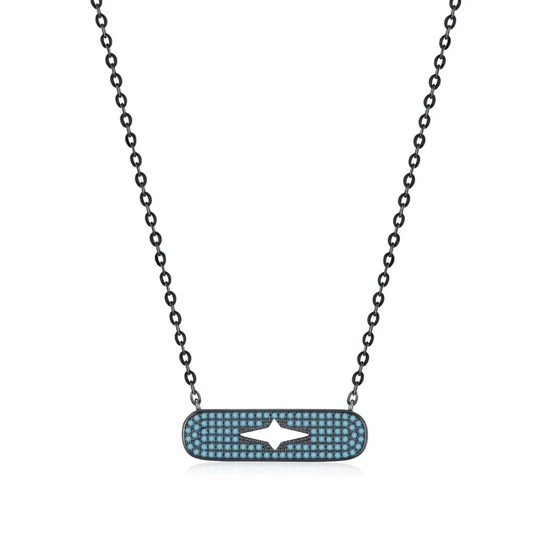 925 Sterling Silver Turquoise Star Satement Necklace 80200394