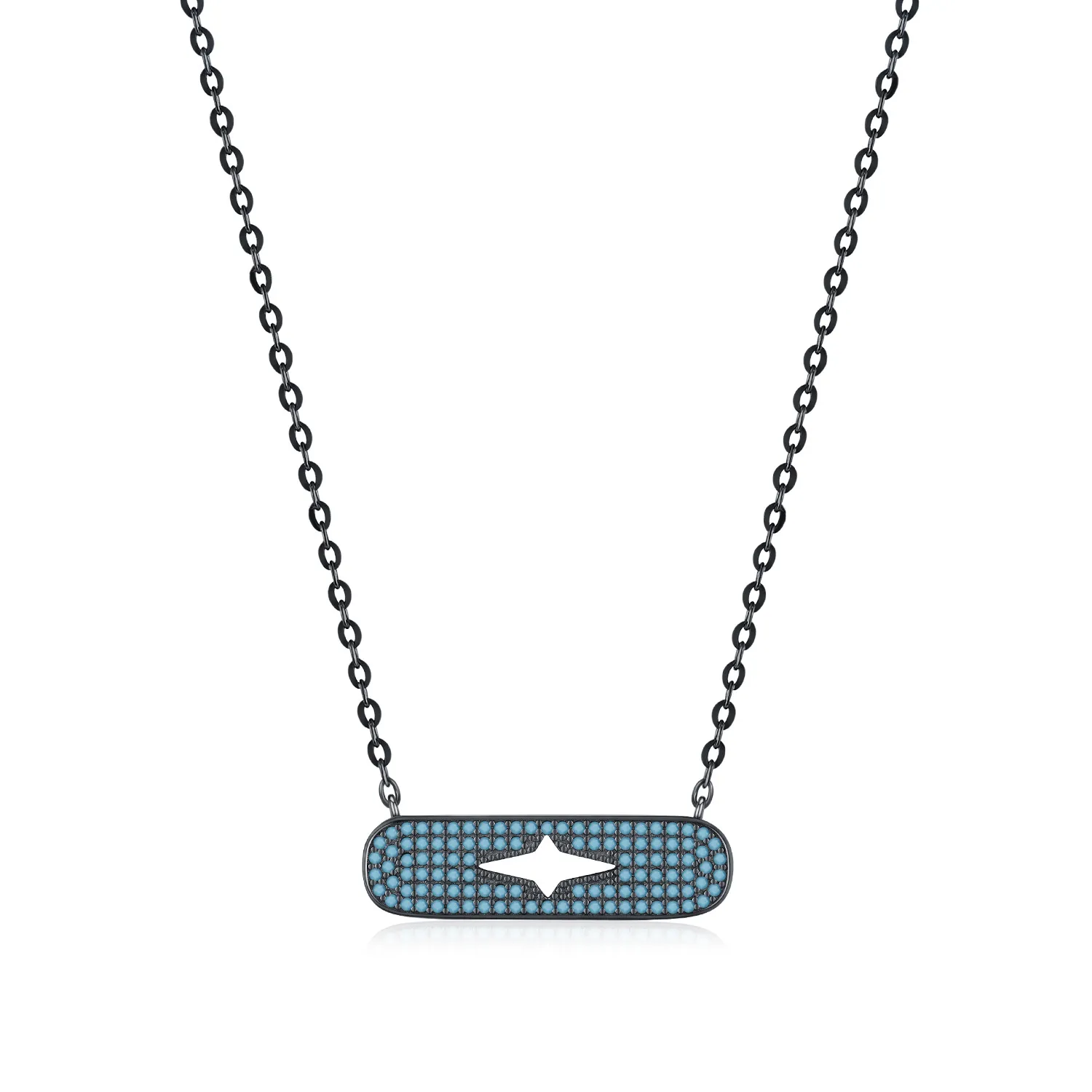 925 Sterling Silver Turquoise Star Satement Necklace 80200394