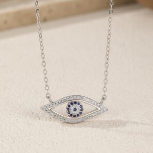 925 Sterling Silver Zirconia Eyes Necklace 80200395
