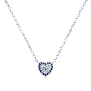 925 Sterling Silver Unique Zirconia Heart Necklace 80200396