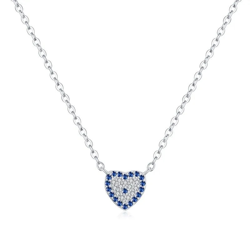 925 Sterling Silver Unique Zirconia Heart Necklace 80200396