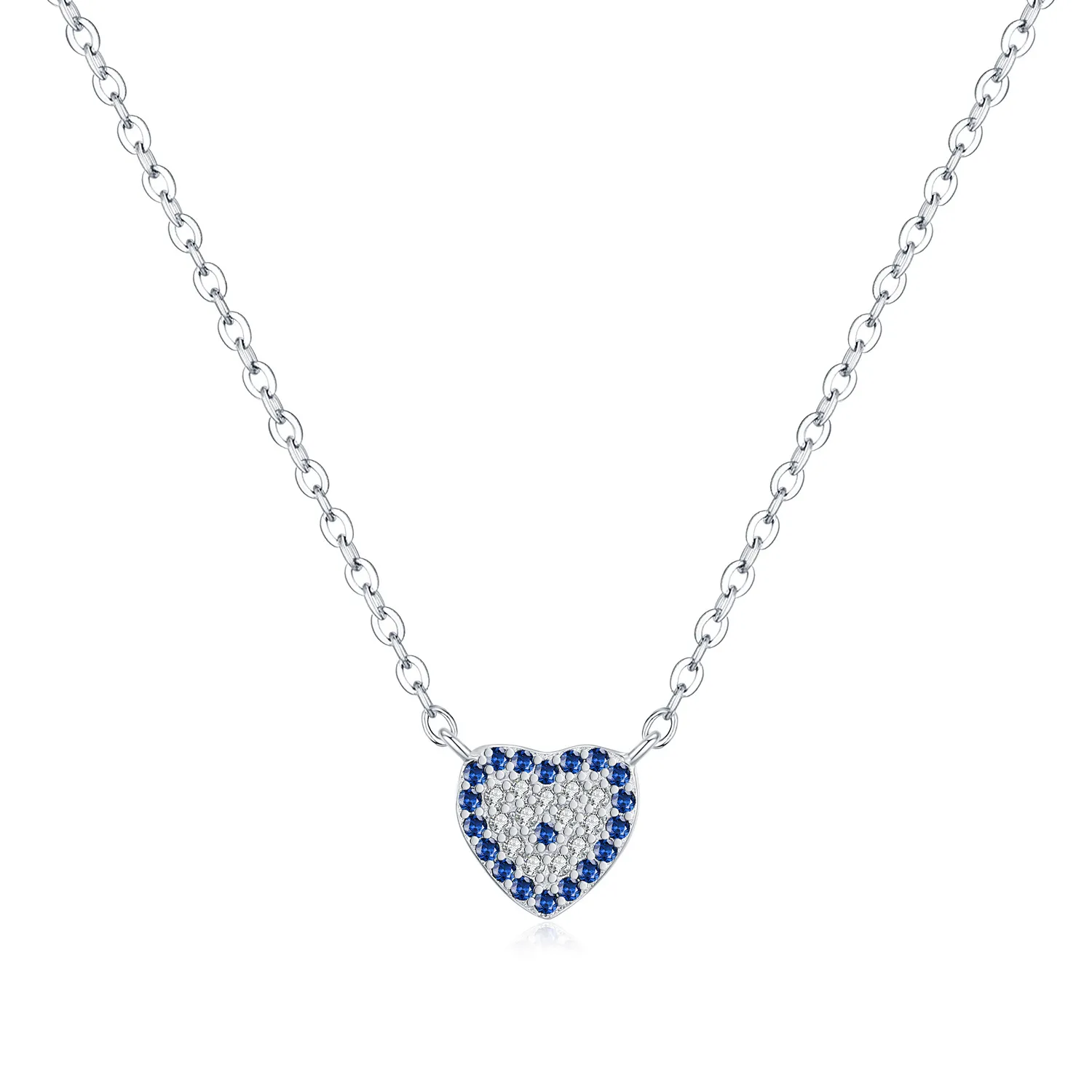 925 Sterling Silver Unique Zirconia Heart Necklace 80200396