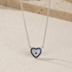925 Sterling Silver Unique Zirconia Heart Necklace 80200396
