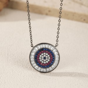 925 Sterling Silver Vintage Zirconia Statement Necklace 80200397