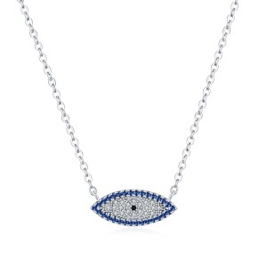 925 Sterling Silver Zirconia Eye Statement Necklace 80200398