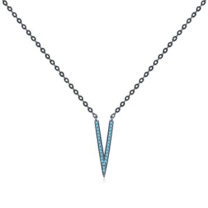 925 Sterling Silver Vintage Turquoise V-shaped Necklace 80200399