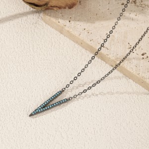 925 Sterling Silver Vintage Turquoise V-shaped Necklace 80200399