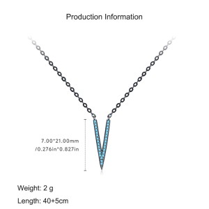 925 Sterling Silver Vintage Turquoise V-shaped Necklace 80200399