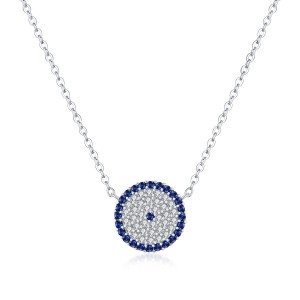 925 Sterling Silver Zirconia Round Pendant Neckalce 80200400