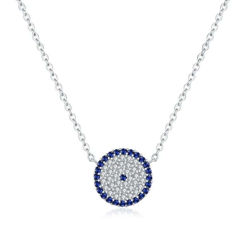 925 Sterling Silver Zirconia Round Pendant Neckalce 80200400