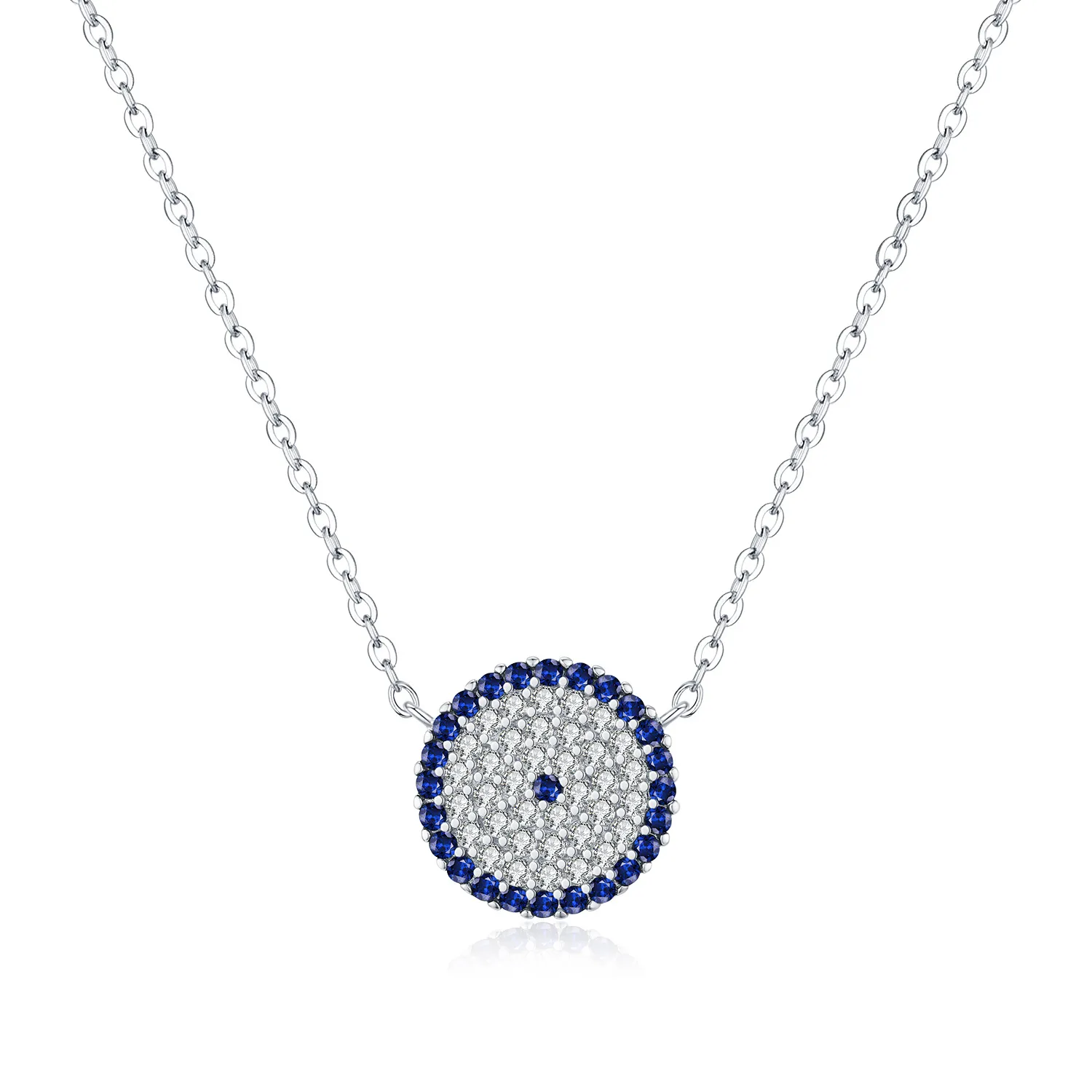 925 Sterling Silver Zirconia Round Pendant Neckalce 80200400