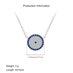 925 Sterling Silver Zirconia Round Pendant Neckalce 80200400