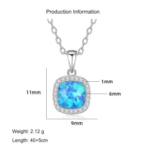 925 Sterling Silver Cushion Opal Pendant Necklace 80200403