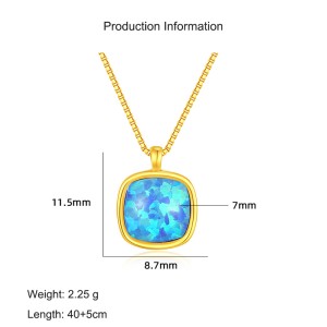 925 Sterling Silver Cushion Opal Pendant Necklace 80200404