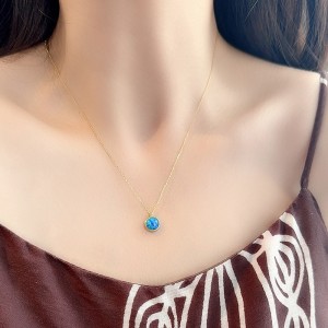 925 Sterling Silver Dreamy Opal Pendant Necklace 80200406